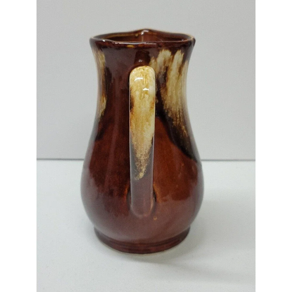 Robinson-Ransbottom Roseville Pottery Vintage Brown Drip Glaze Pitcher